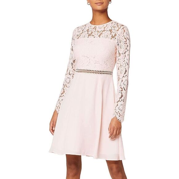 Pink Blush Lace Cocktail A-Line Long Sleeve Elegant Romantic Classy Dress XXL NW - Picture 16 of 16